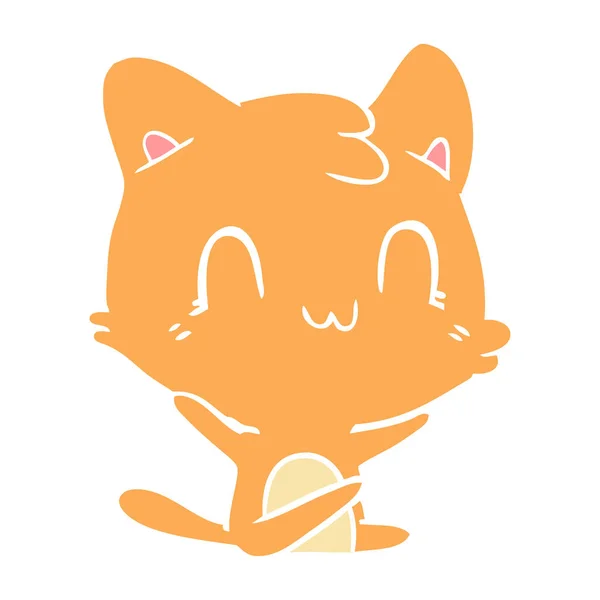 Flache Farbe Stil Cartoon Glückliche Katze — Stockvektor