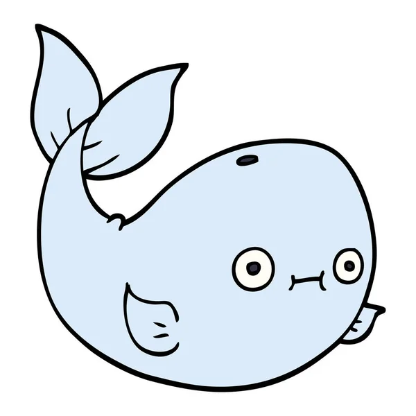 Dibujos Animados Garabato Ballena Marina — Vector de stock