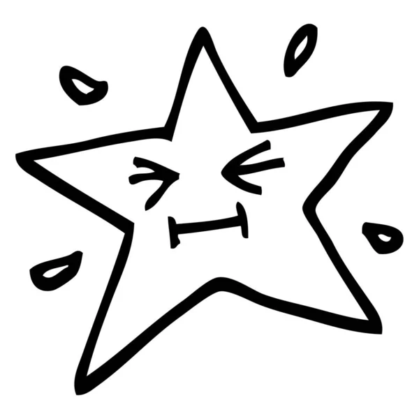 Divertida Estrella Dibujos Animados Blanco Negro — Vector de stock