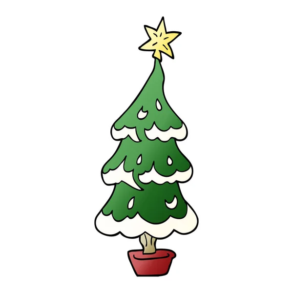 Cartone Animato Doodle Albero Natale — Vettoriale Stock