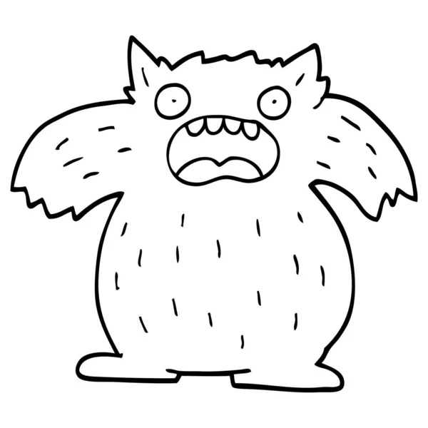 Negro Blanco Dibujos Animados Yeti Monstruo — Vector de stock