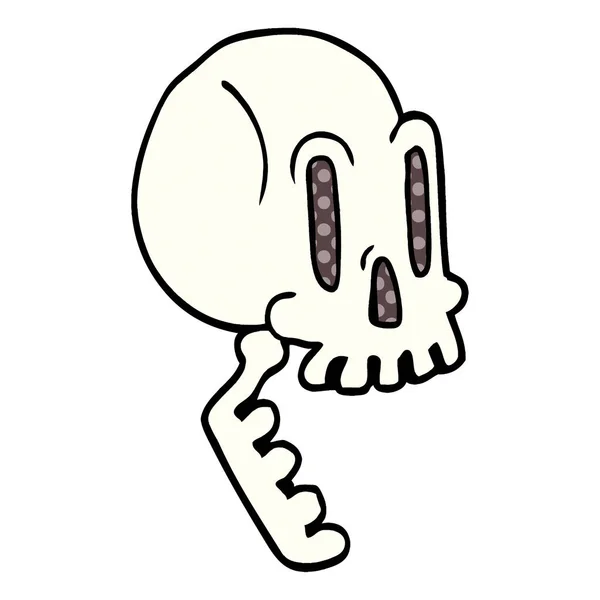 Doodle Desenho Animado Crânio — Vetor de Stock