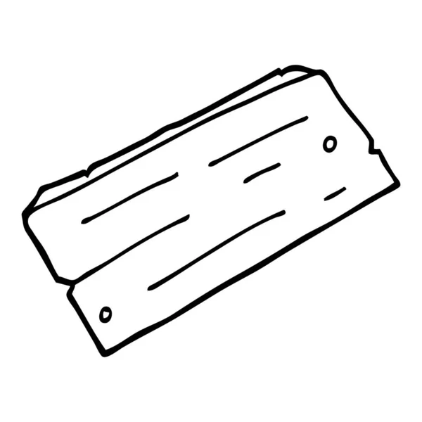 Línea Dibujo Caricatura Tablón Madera — Vector de stock