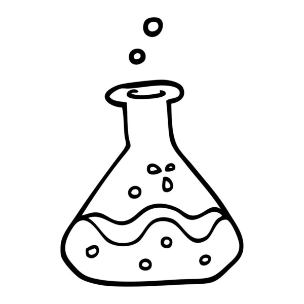 Lijntekening Cartoon Chemische Flessen — Stockvector