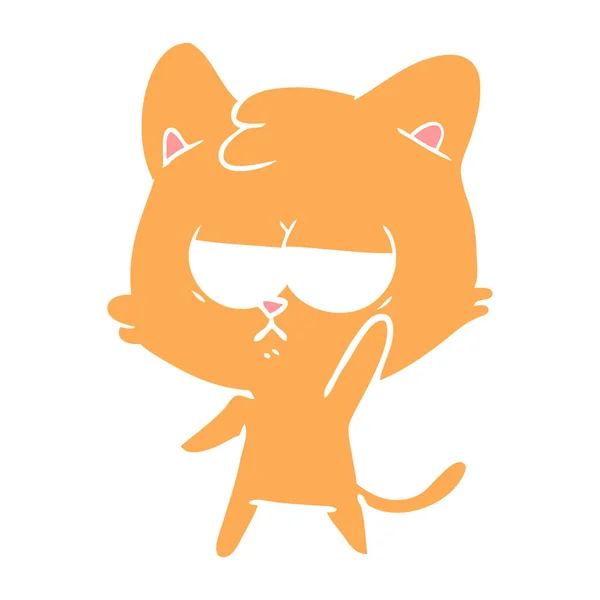 无聊的扁平彩色动画片猫 — 图库矢量图片