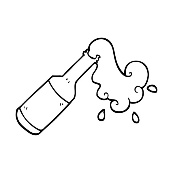 Botella Espuma Dibujos Animados Blanco Negro — Vector de stock