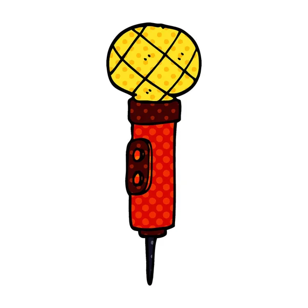 Cartoon Doodle Gold Mikrofon — Stockvektor
