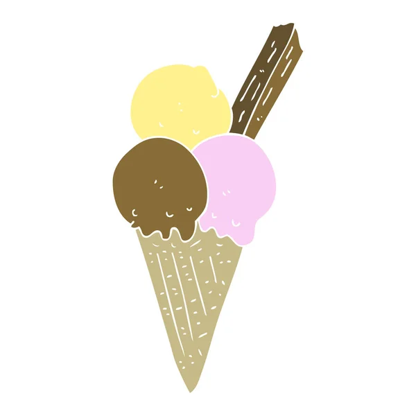 Ilustración Color Plano Cono Helado — Archivo Imágenes Vectoriales