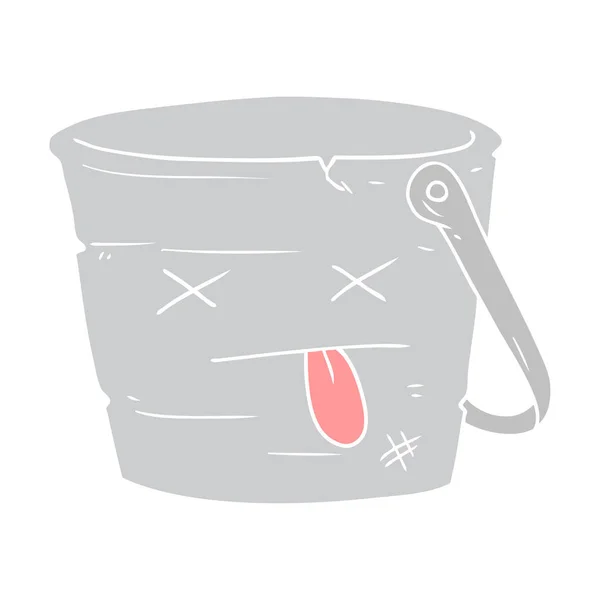 Kicked Bucket Flat Color Style Cartoon — Stock Vector