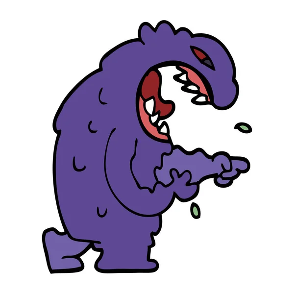 Dessin Animé Doodle Halloween Monstre — Image vectorielle