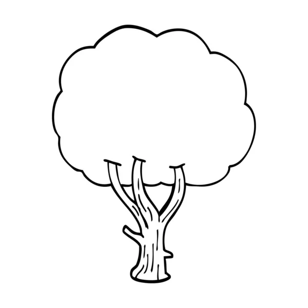 Dessin Ligne Dessin Animé Floraison Arbre — Image vectorielle