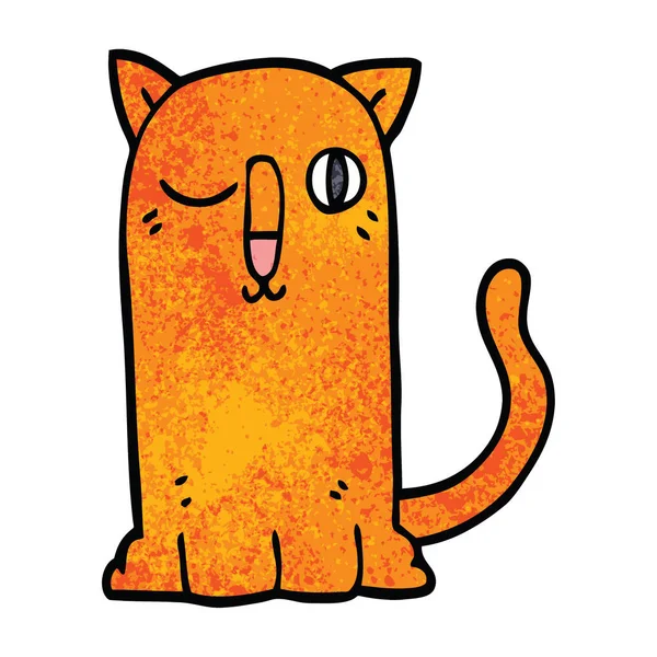 Desenho Animado Doodle Gato Engraçado — Vetor de Stock