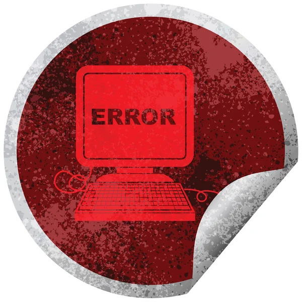Error Informático Vector Ilustración Circular Pelado Pegatina — Archivo Imágenes Vectoriales