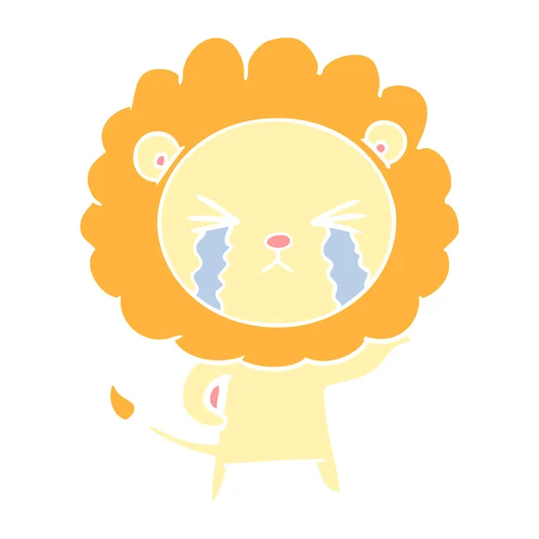 扁平颜色风格动画片哭泣的狮子 — 图库矢量图片