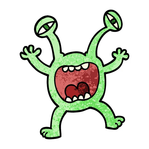 Grunge Getextureerde Illustratie Cartoon Monster — Stockvector