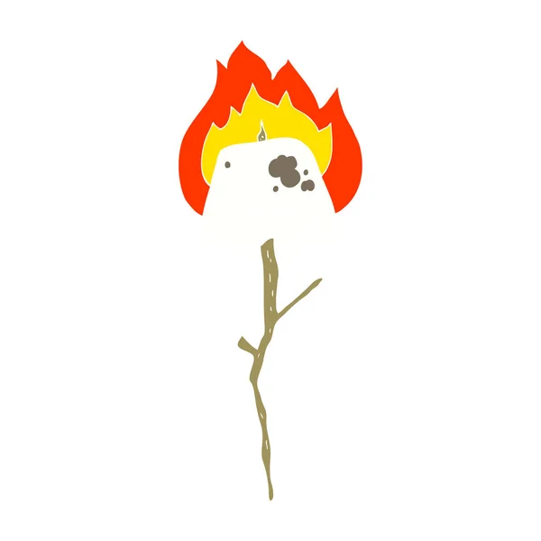 Плоская Цветная Иллюстрация Поджаренного Зефира — стоковый вектор