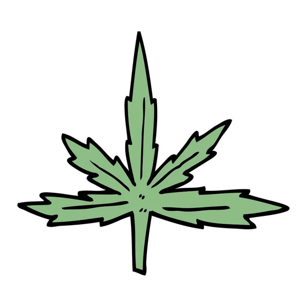 Desenho Animado Doodle Folha Maconha —  Vetores de Stock