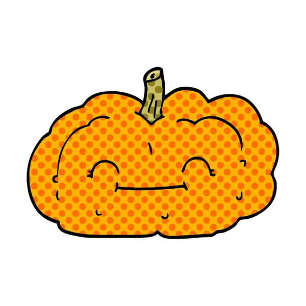 Cartoon Doodle Happy Pumpkin — Stock Vector