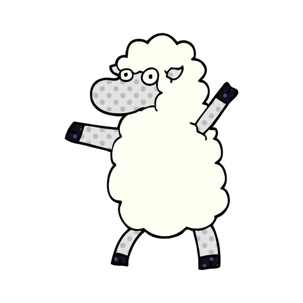 Cartoon Doodle Schapen Staan Rechtop — Stockvector