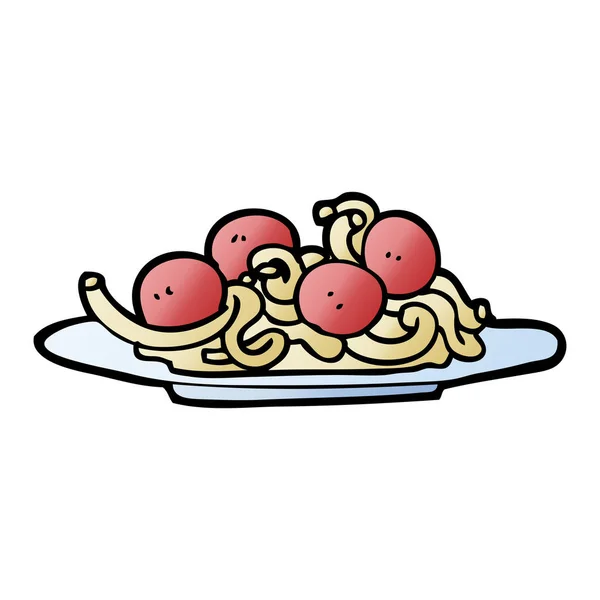 Vettoriale Gradiente Illustrazione Cartone Animato Spaghetti Polpette — Vettoriale Stock