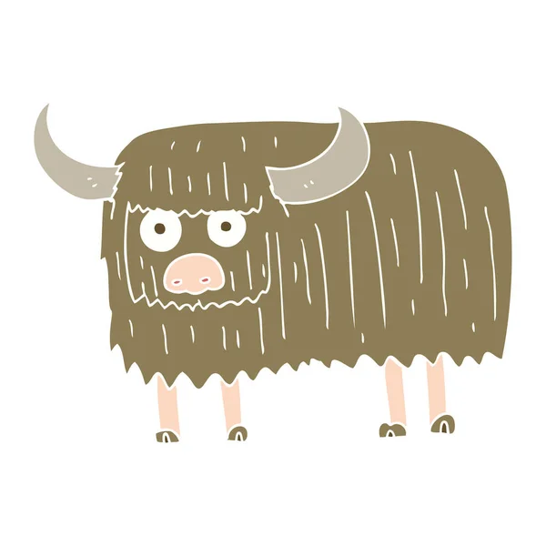 毛茸茸的母牛的平色例证 — 图库矢量图片