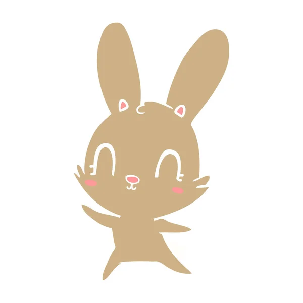 Cute Flat Color Style Cartoon Rabbit Dancing — Stock Vector