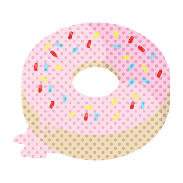 Flat Colour Illustration Tasty Iced Donut — Stock Vector