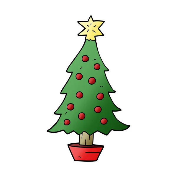 Cartone Animato Doodle Albero Natale — Vettoriale Stock