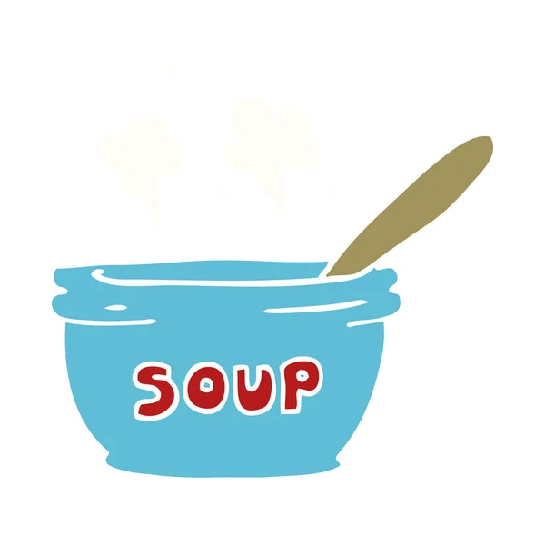 Doodle Desenhos Animados Sopa Quente — Vetor de Stock