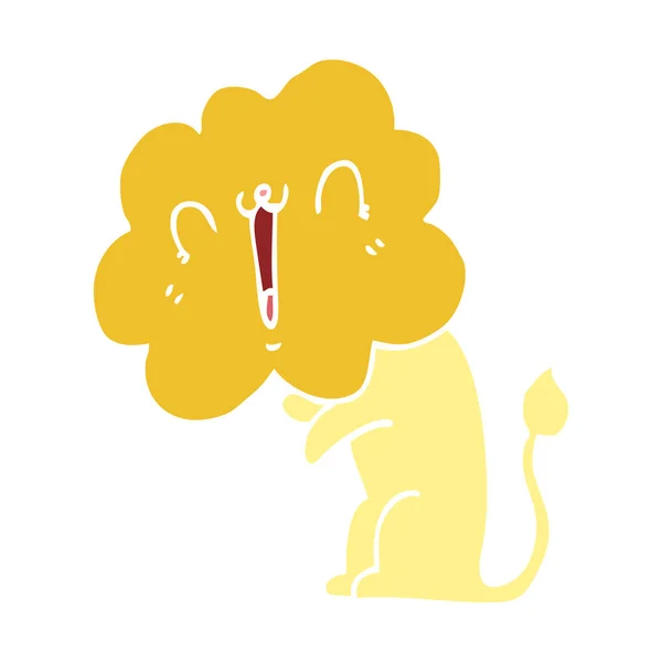 Cute Flat Color Style Cartoon Lion — Stock Vector