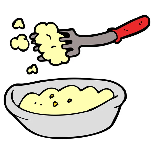 Cartoon Doodle Schüssel Mit Lebensmitteln — Stockvektor