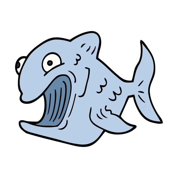 Αστείο Καρτούν Doodle Ψάρια — Διανυσματικό Αρχείο