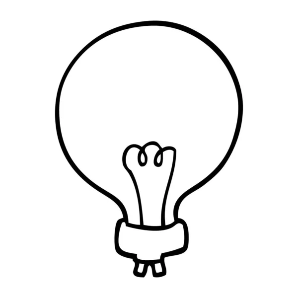 Line Drawing Cartoon Light Bulb — Stock Vector