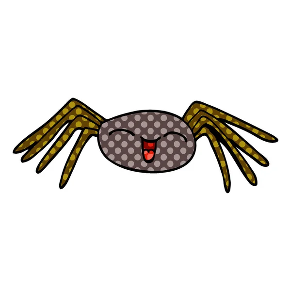 Feliz Dibujos Animados Garabato Araña — Vector de stock