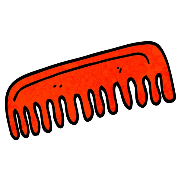 Grunge Textured Illustration Cartoon Hair Comb — Stock Vector