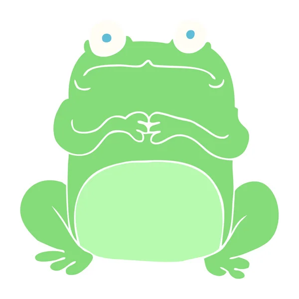 緊張のカエルのフラット カラー イラスト — ストックベクタ