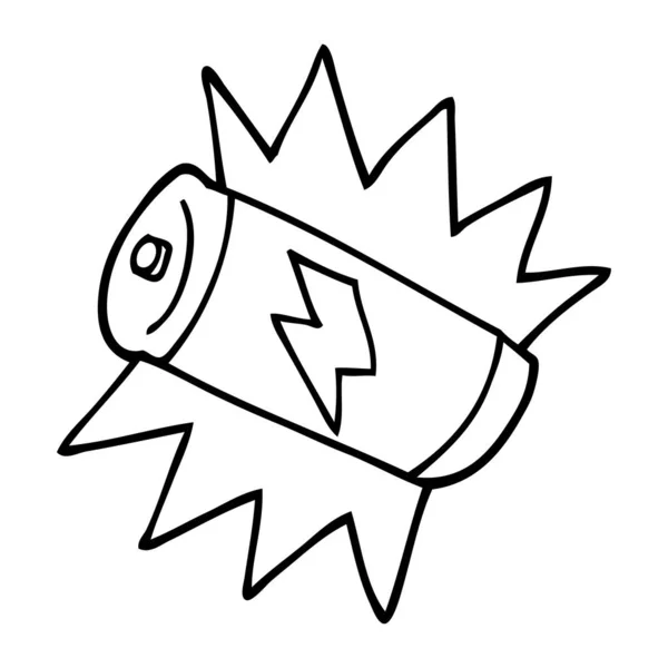 Linha Desenho Bateria Dos Desenhos Animados — Vetor de Stock