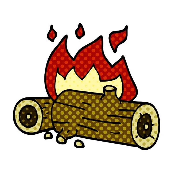 Cartoon Doodle Burning Logs — Stock Vector