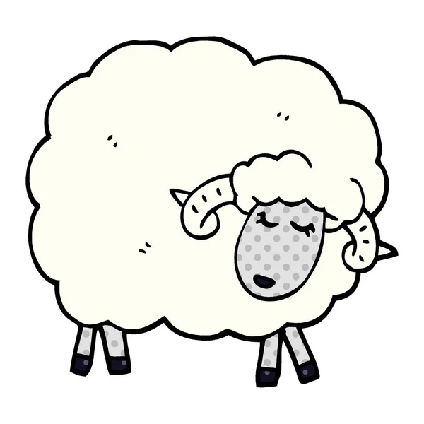 Zeichentrick Doodle Schafe Mit Hörnern — Stockvektor