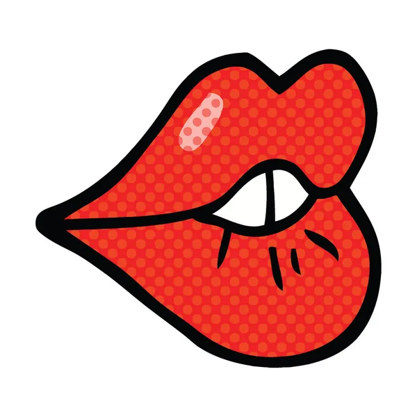 Comic Book Style Cartoon Pouting Lips — Stock Vector