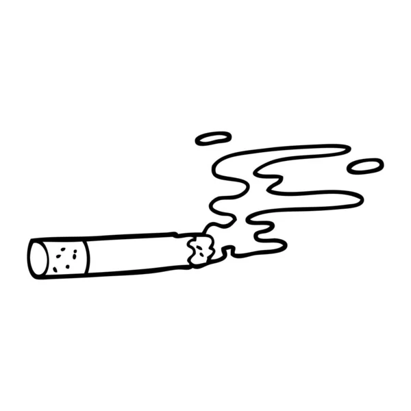 Linha Desenho Cartoon Cigarro — Vetor de Stock