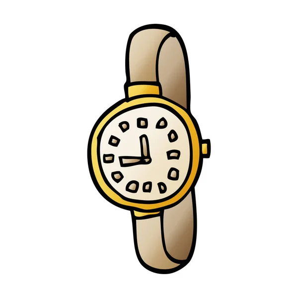 Desenho Animado Doodle Relógio Pulso — Vetor de Stock