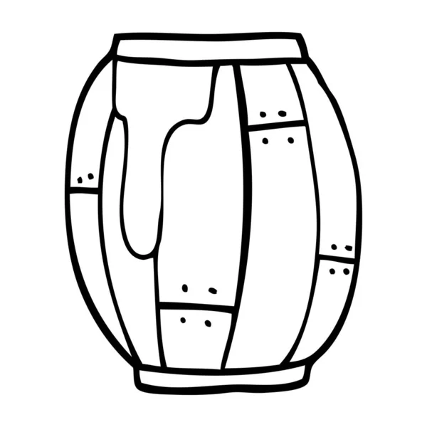 Line Drawing Cartoon Barrel — Stock Vector