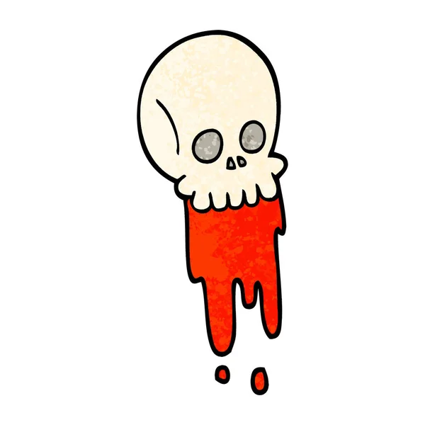 Grunge Texturizado Ilustração Cartoon Sangue Gotejamento Crânio — Vetor de Stock