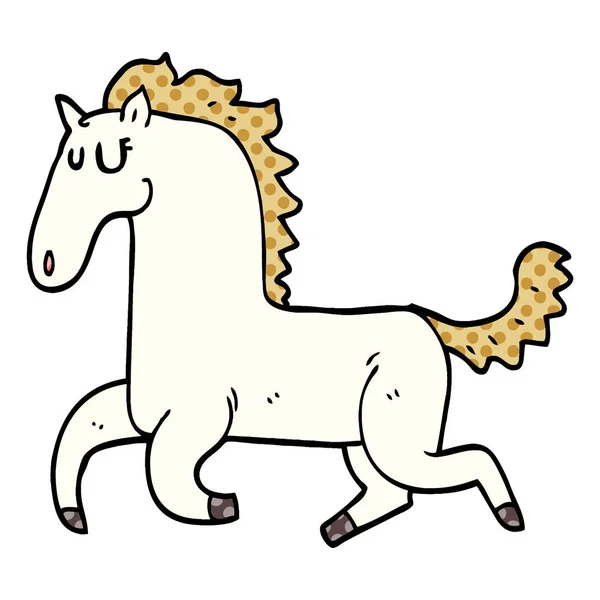 Desenho Animado Doodle Correndo Cavalo —  Vetores de Stock