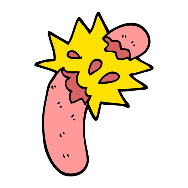 Hand Drawn Doodle Style Cartoon Sausage — Stock Vector