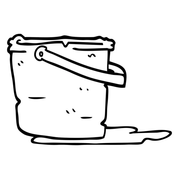 Line Drawing Cartoon Bucket — Stock Vector