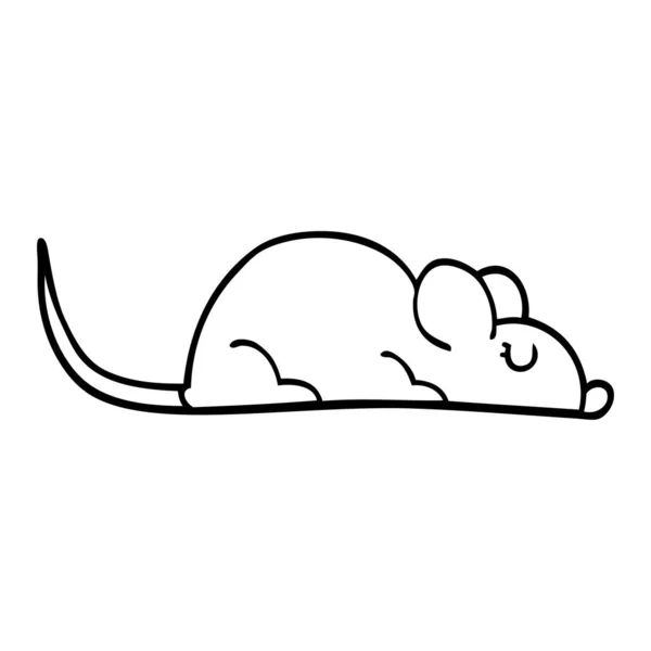Linienzeichnung Karikatur Kleine Maus — Stockvektor