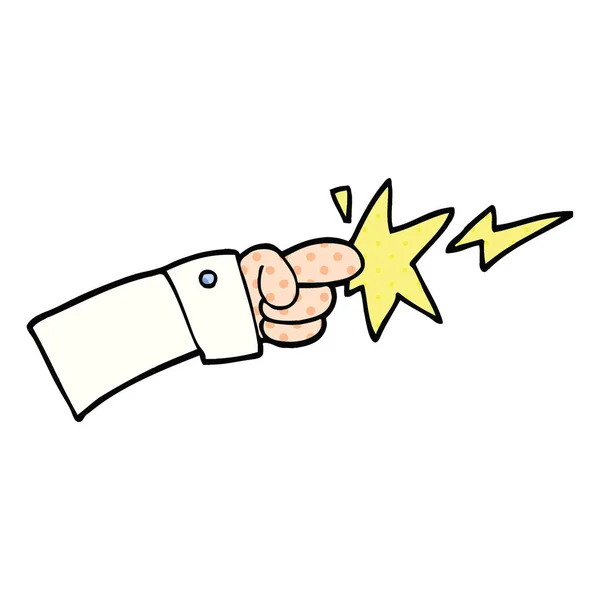 Comic Book Style Cartoon Pointing Hand Icon — Stock Vector