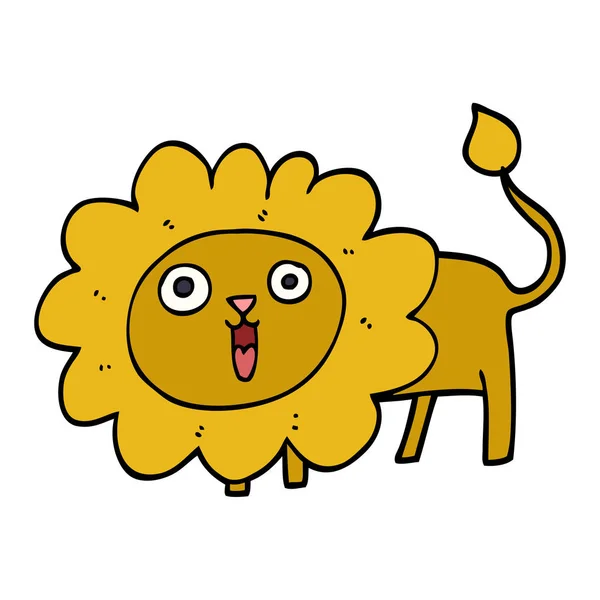 Γελοιογραφία Doodle Ευτυχισμένη Λιοντάρι — Διανυσματικό Αρχείο